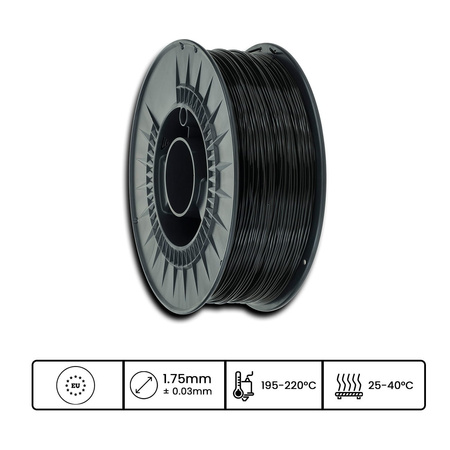 Filament 3DPower Basic PLA 1.75mm Black (ca. RAL 9017) 1kg